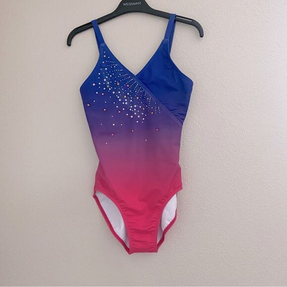 Weissman Costume solo dance rhinestone custom Ombre Leotard PL12366 XSA xs adult - Picture 3 of 11